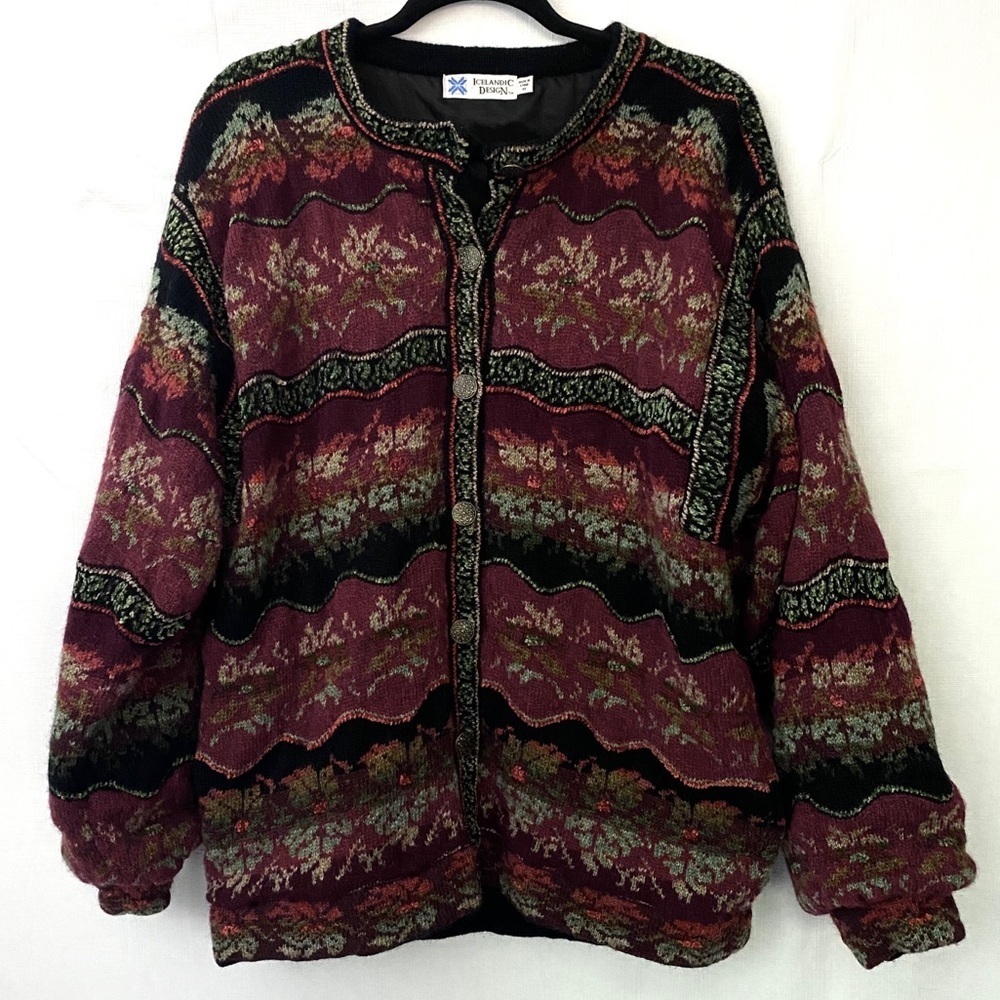 Vintage Icelandic Design Wool Sweater Jacket